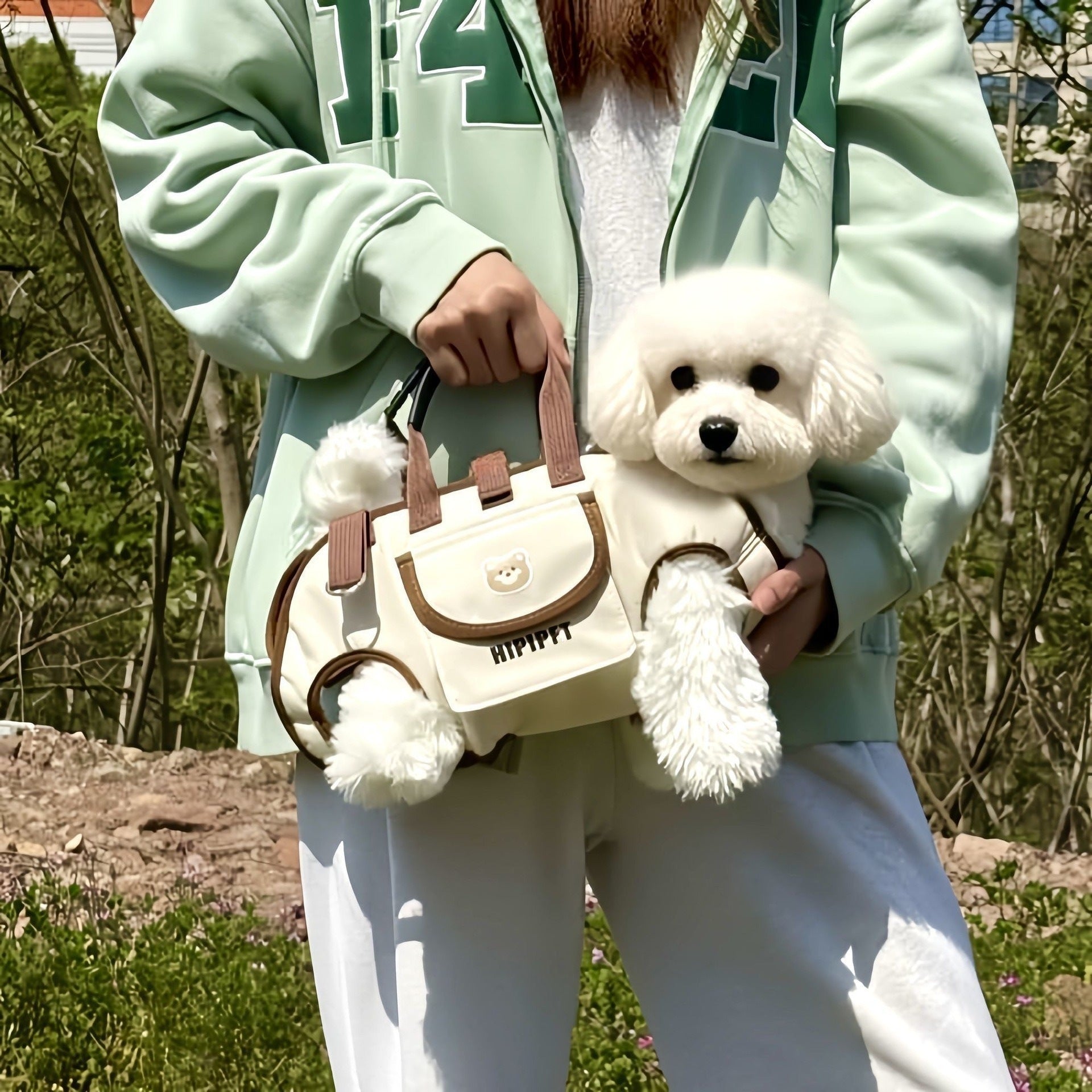 Outdoor pet carrier lifestyle scene